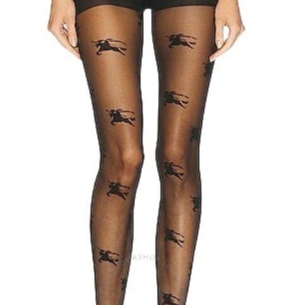 NWT Burberry Women’s Black Tights with Horse Motif size S